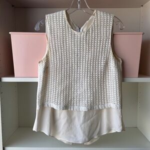A.L.C. Crochet Knitted Layered Silk Sleeveless Tunic Top